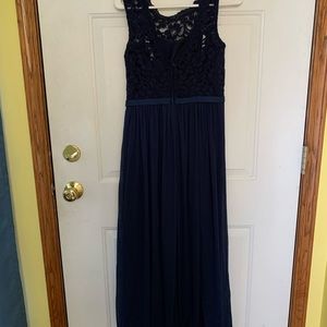 Navy lace top bridesmaid dress